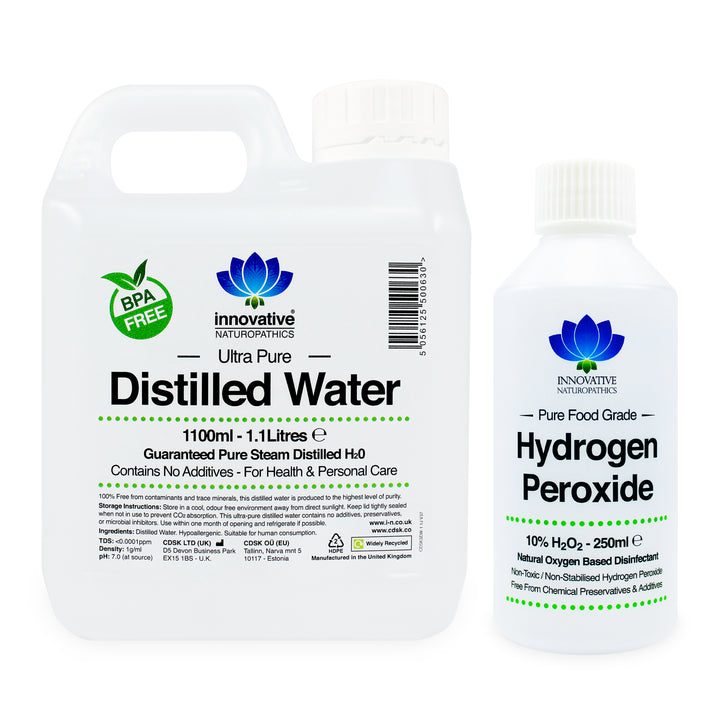 10% Hydrogen Peroxide - 250ml & Distilled Water 1.1 Litres