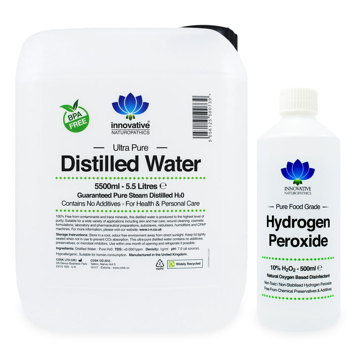 10% Hydrogen Peroxide - 500ml & Distilled Water - 5.5 Litres