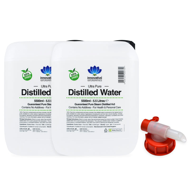 Ultra Pure Distilled Water - 5.5 Litres - Pack of 2 with Jerry Can Tap
