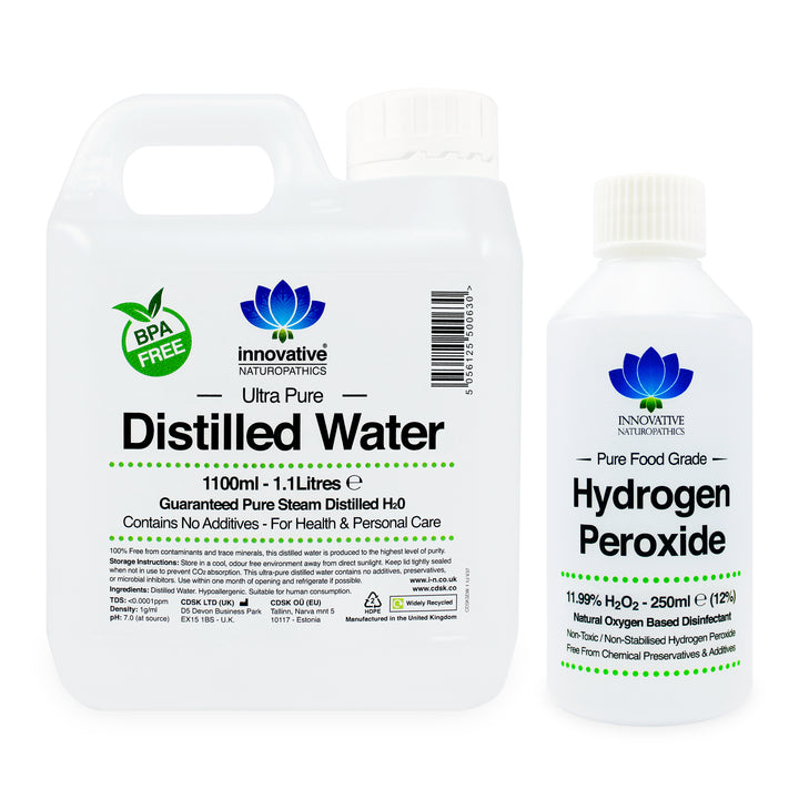 12% Hydrogen Peroxide - 250ml & Distilled Water 1.1 Litres