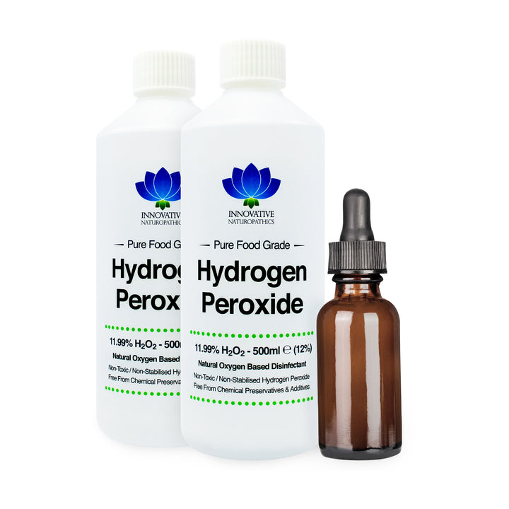 12% Hydrogen Peroxide - 1 Litre & 50ml Amber Glass Dropper Bottle