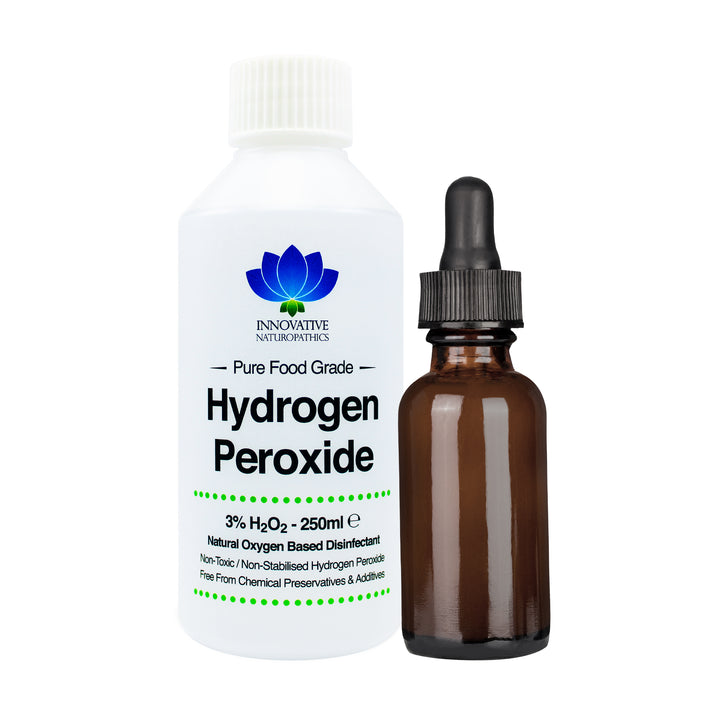 3% Hydrogen Peroxide - 250ml & 50ml Amber Glass Dropper Bottle