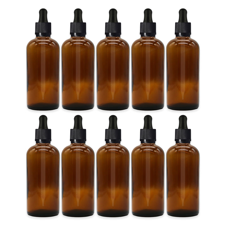 100ml Amber Glass Dropper Bottle with Pipette T/E - Pack of 10
