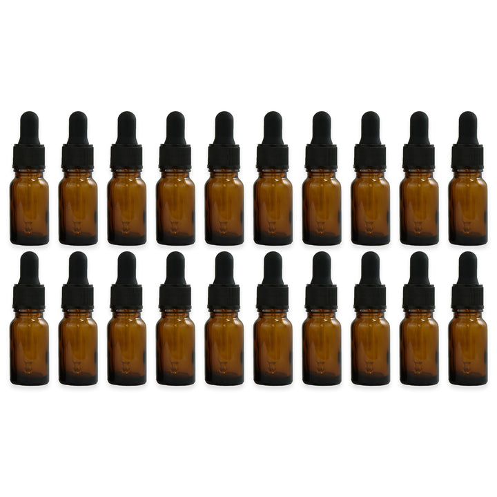 10ml Amber Glass Dropper Bottle with Pipette T/E - Pack of 20