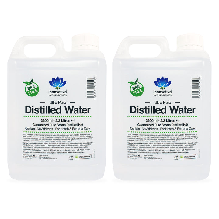 Ultra Pure Distilled Water - 2.2 Litres - Pack of 2