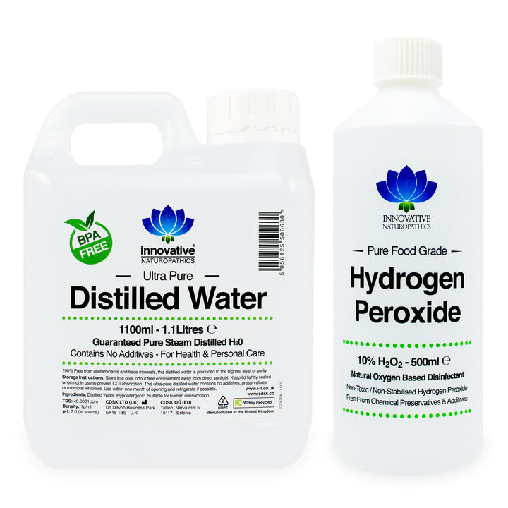 10% Hydrogen Peroxide - 500ml & Distilled Water 1.1 Litres