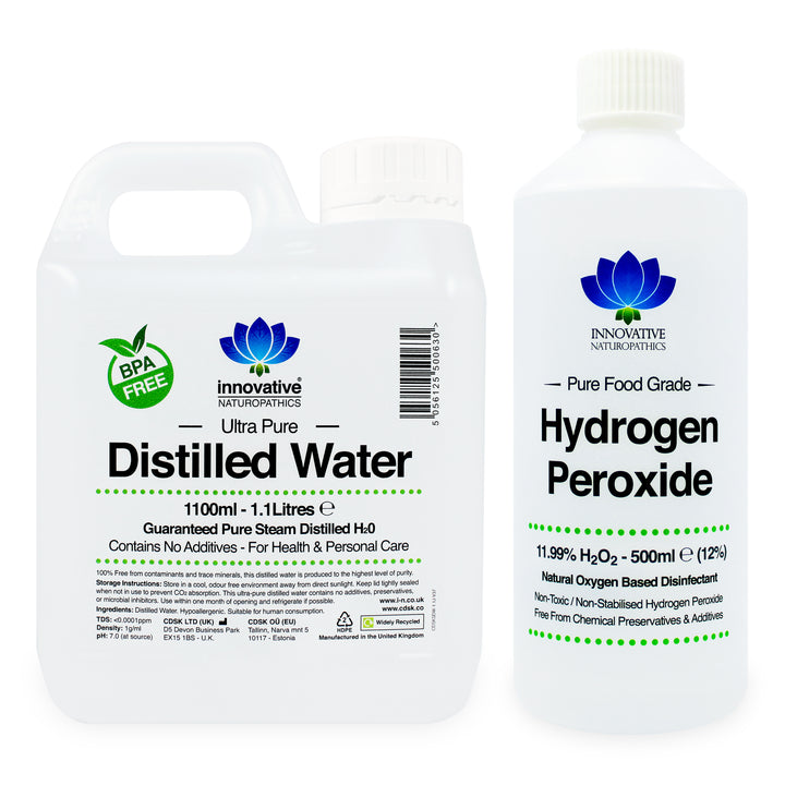 12% Hydrogen Peroxide - 500ml & Distilled Water 1.1 Litres