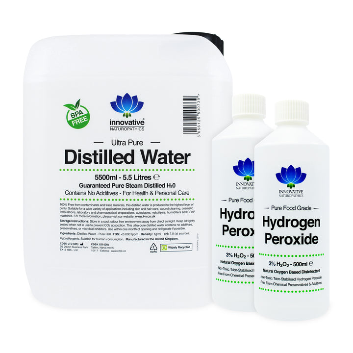 3% Hydrogen Peroxide - 1 Litre (2 x 500ml) & Distilled Water - 5.5 Litres