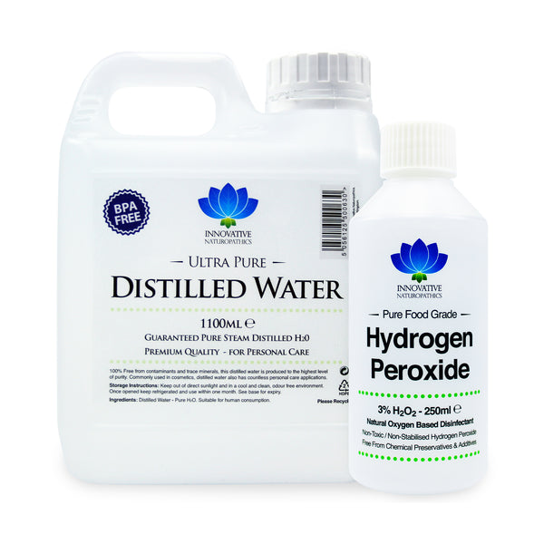 3% Hydrogen Peroxide - 250ml Bottle & Distilled Water - 1.1 Litre Jerry Can