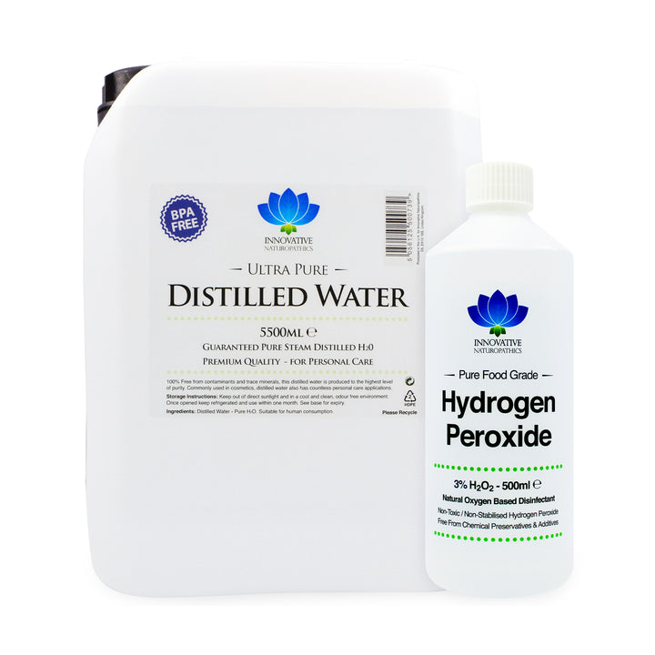 3% Hydrogen Peroxide - 500ml Bottle & Distilled Water - 5.5 Jerry Can