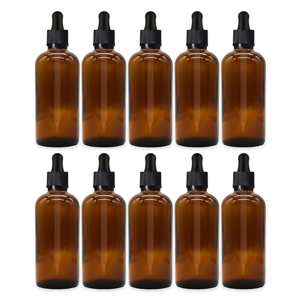 100ml Amber Glass Dropper Bottle with Pipette T/E - Pack of 10