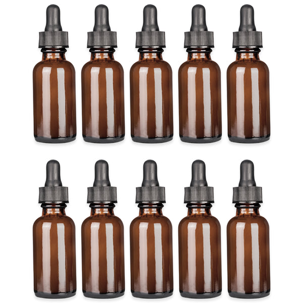 50ml Amber Glass Dropper Bottle with Pipette T/E - Pack of 10