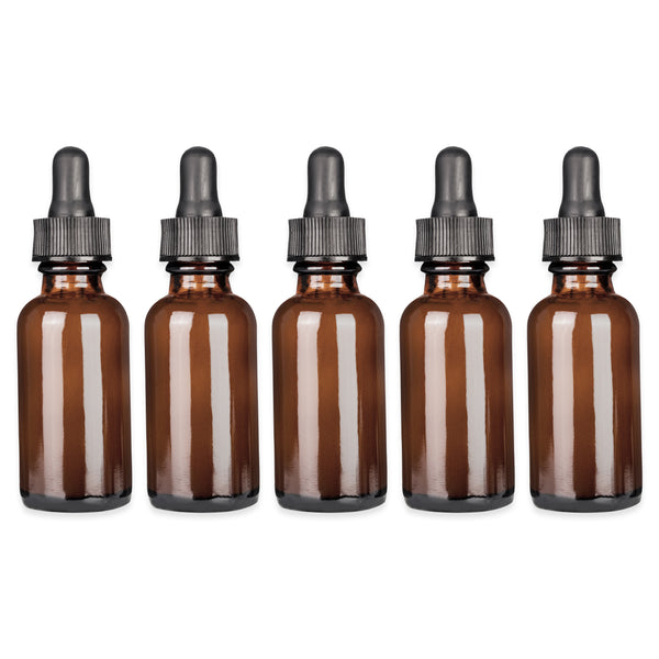 50ml Amber Glass Dropper Bottle with Pipette T/E - Pack of 5