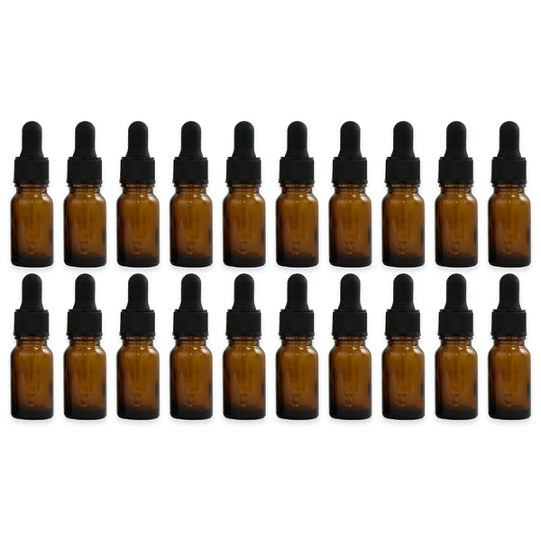 10ml Amber Glass Dropper Bottle with Pipette T/E - Pack of 20